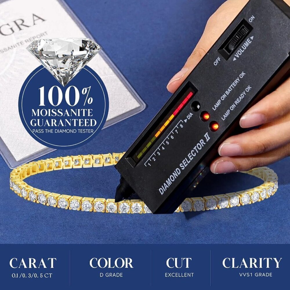 🔥Fancime Tennis Bracelet Women Yellow Carats Lab-Grown Diamond Sterling Jewelry - Picture 4 of 7